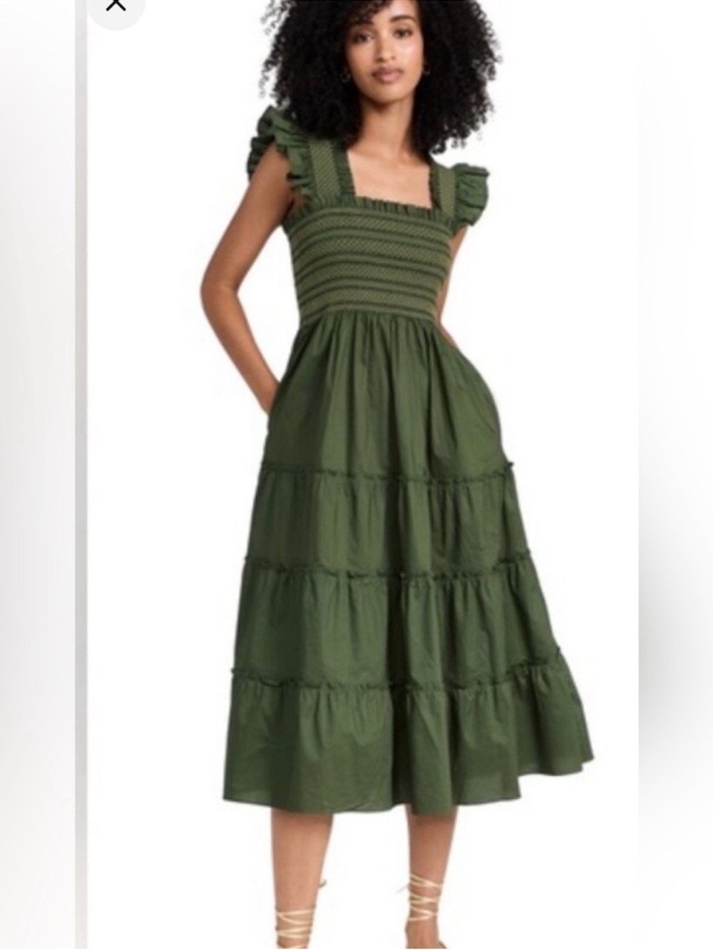 Hill House Ellie Nap Midi Dress in Leaf Green Size XS